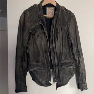 Free people real leather faded grey jacket Size 0